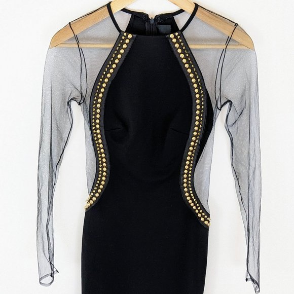 Philipp Plein Couture Limited Edition Black Dress Mesh Studs Leather - Picture 5 of 15